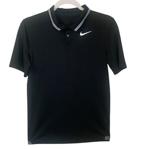 Boys Youth Nike Dri-Fit black polo with white stripped color  (size XL)